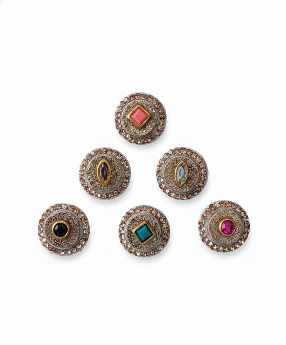 GAIA GLAM M — Eco-Luxe (12mm, 6-Piece Artisanal Bindi Set)
